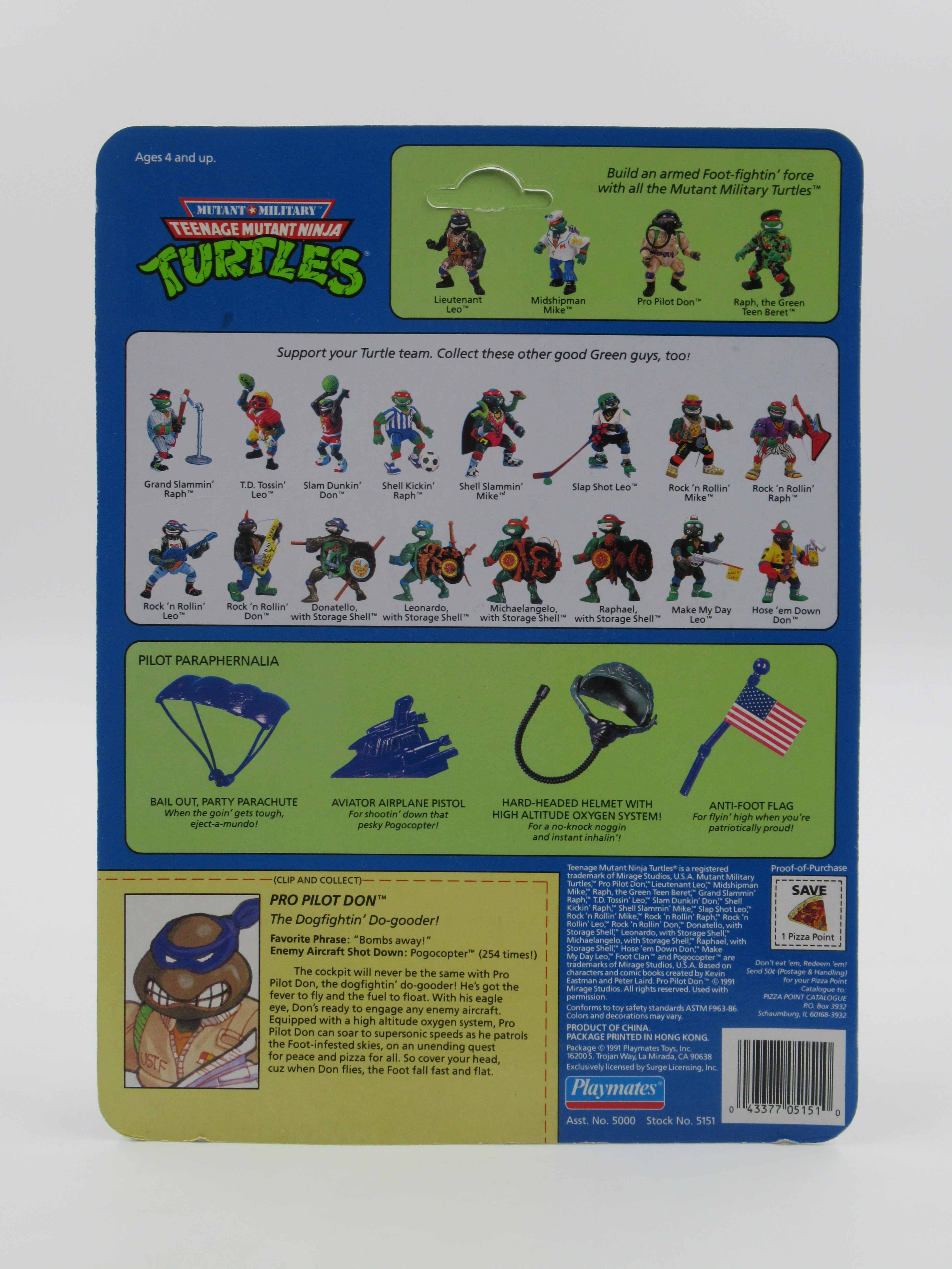 Teenage Mutant Ninja Turtles Pro Pilot Don Mutant Military 4.5" Figure TMNTs - Playmates (1991)